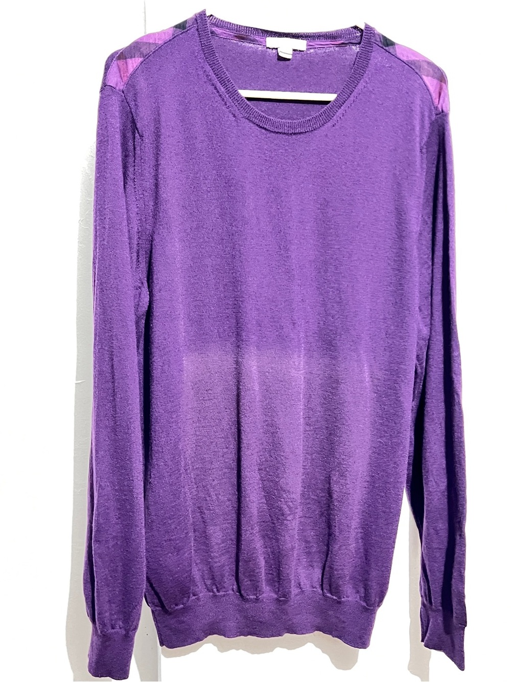 Burberry Purple Knit Sweater with Contrast Trim